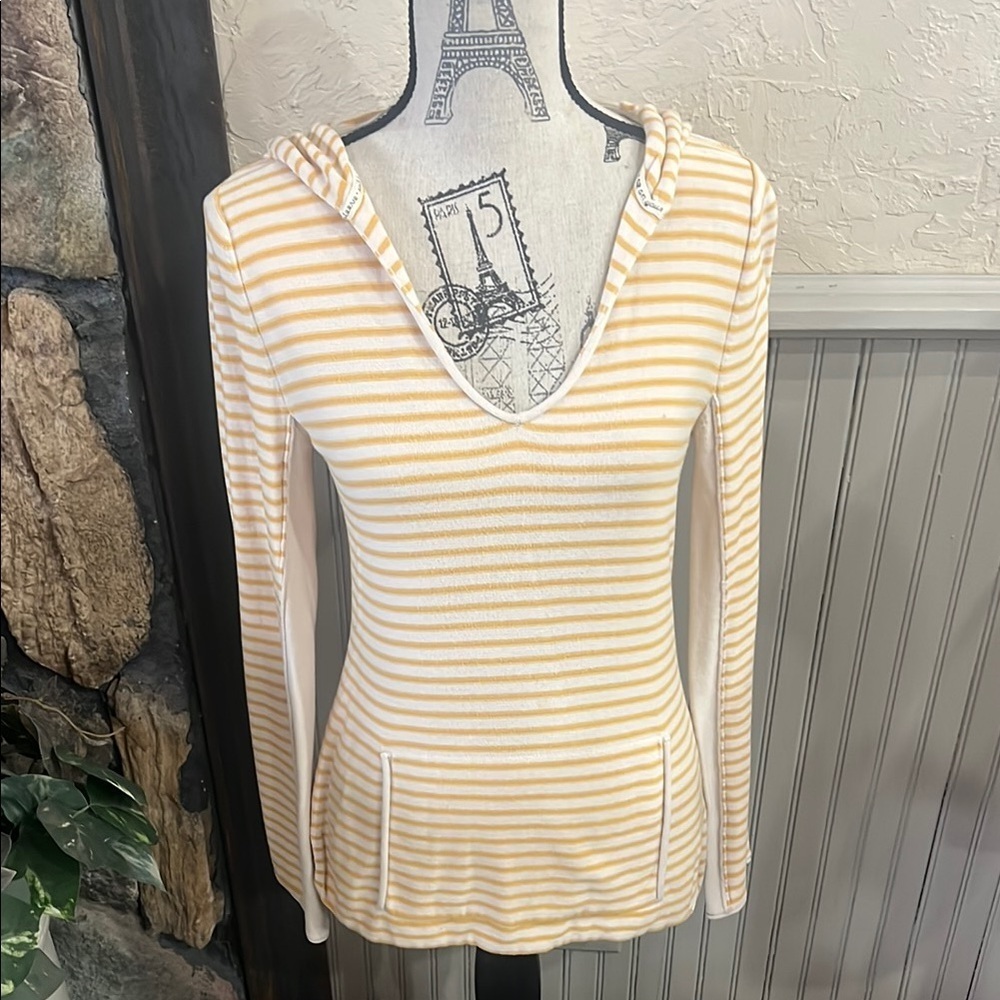 Roxy Yellow and White Fitted Hoodie